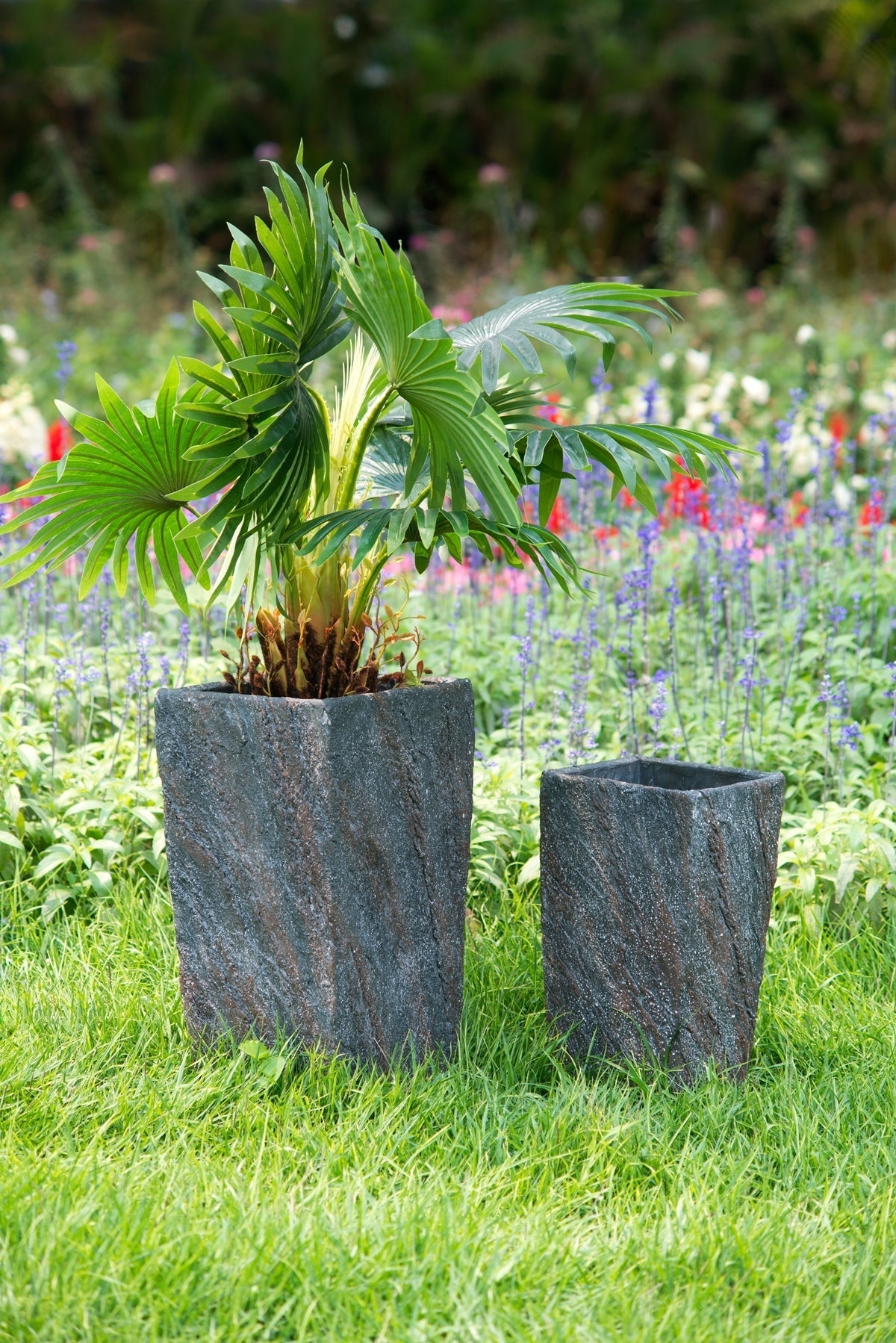 9.4x9.4x18.1' Cement Planter Large, Indoor Outdoor Garden Functional Decor