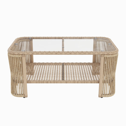 Outdoor PE Rattan Patio Furniture Set with Iron Frame