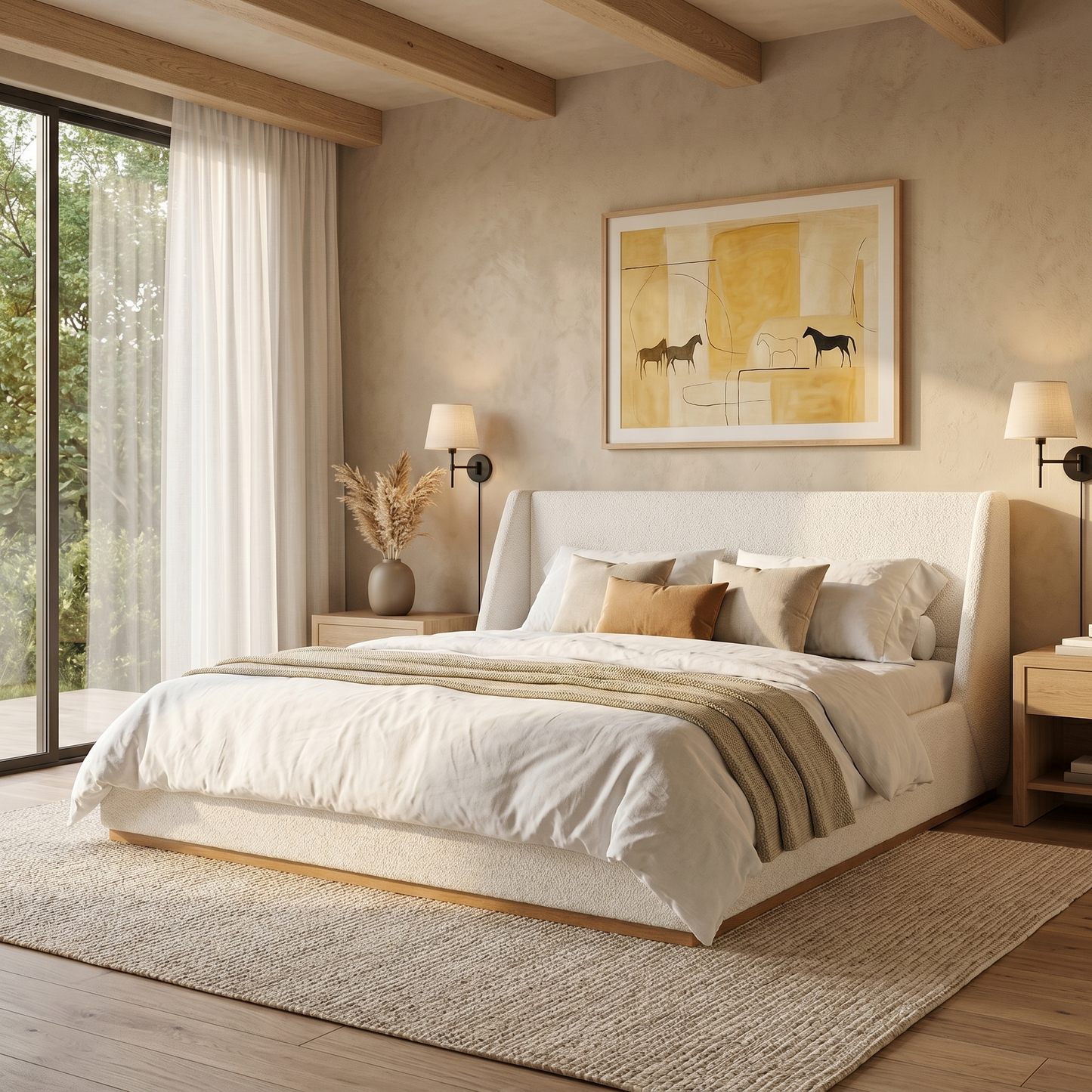 Luxury Upholstered Bed with Wings
