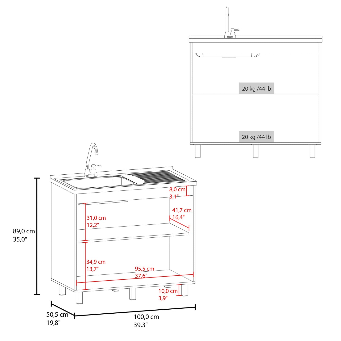 Gold Utility Sink Cabinet with 2 Doors and 3 Shelves
