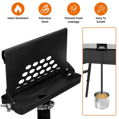 Rear Grease Drainage Funnel Fit For Blackstone Griddle Grease Catcher With 39.76IN Heat Resistant Hose Stainless Steel Grease Collector