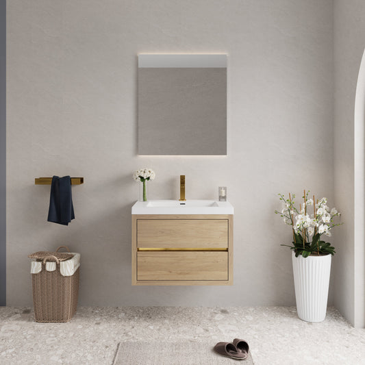 30" Wall-Mounted Bathroom Vanity with Sink, Floating Storage Cabinet