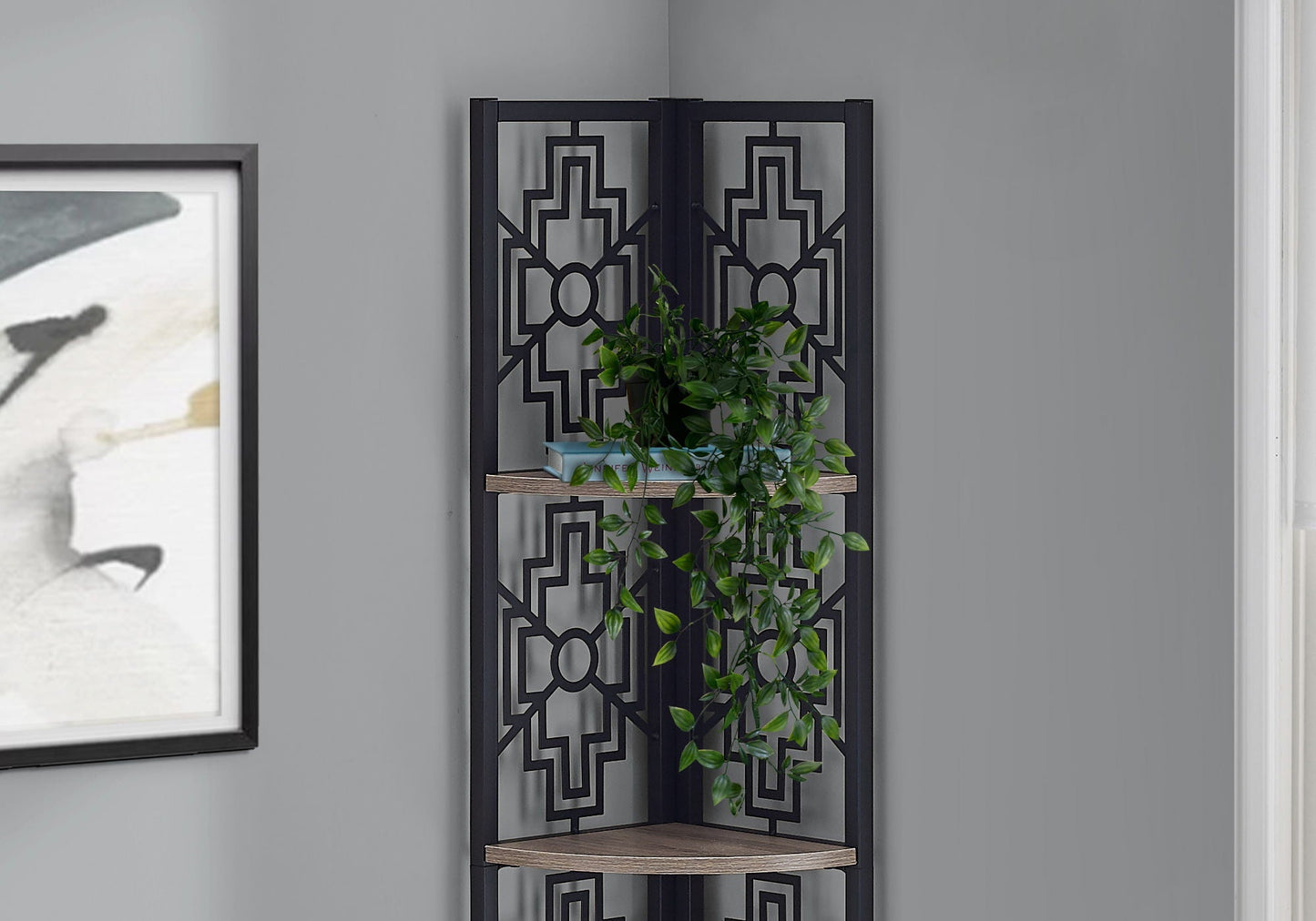 4 Tier Corner Bookshelf Bookcase for Office, Transitional Style