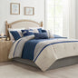 7 Piece Faux Suede Comforter Set Blue California King