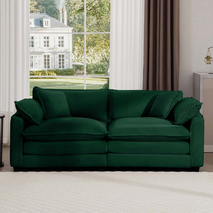 Modern 2 Seater With 4 Pillows, Upholstered Deep Seating Loveseat