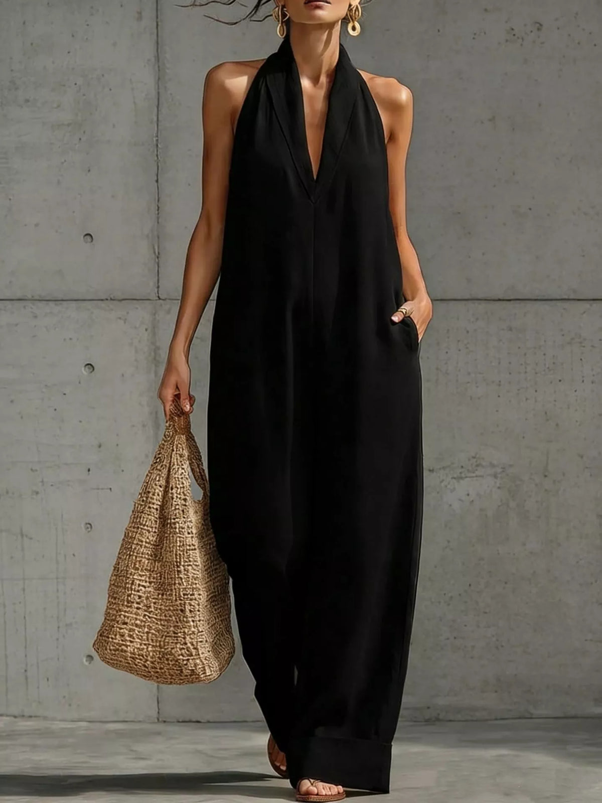 Halter Neck Wide-Leg Jumpsuit