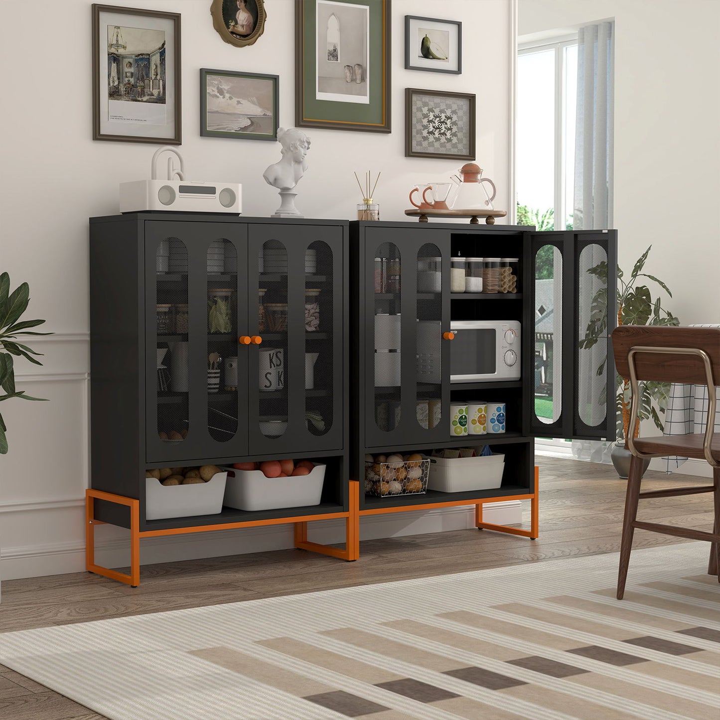 Modern Metal Shoe Cabinet With DoublebSided Doors And Adjustable Partitions