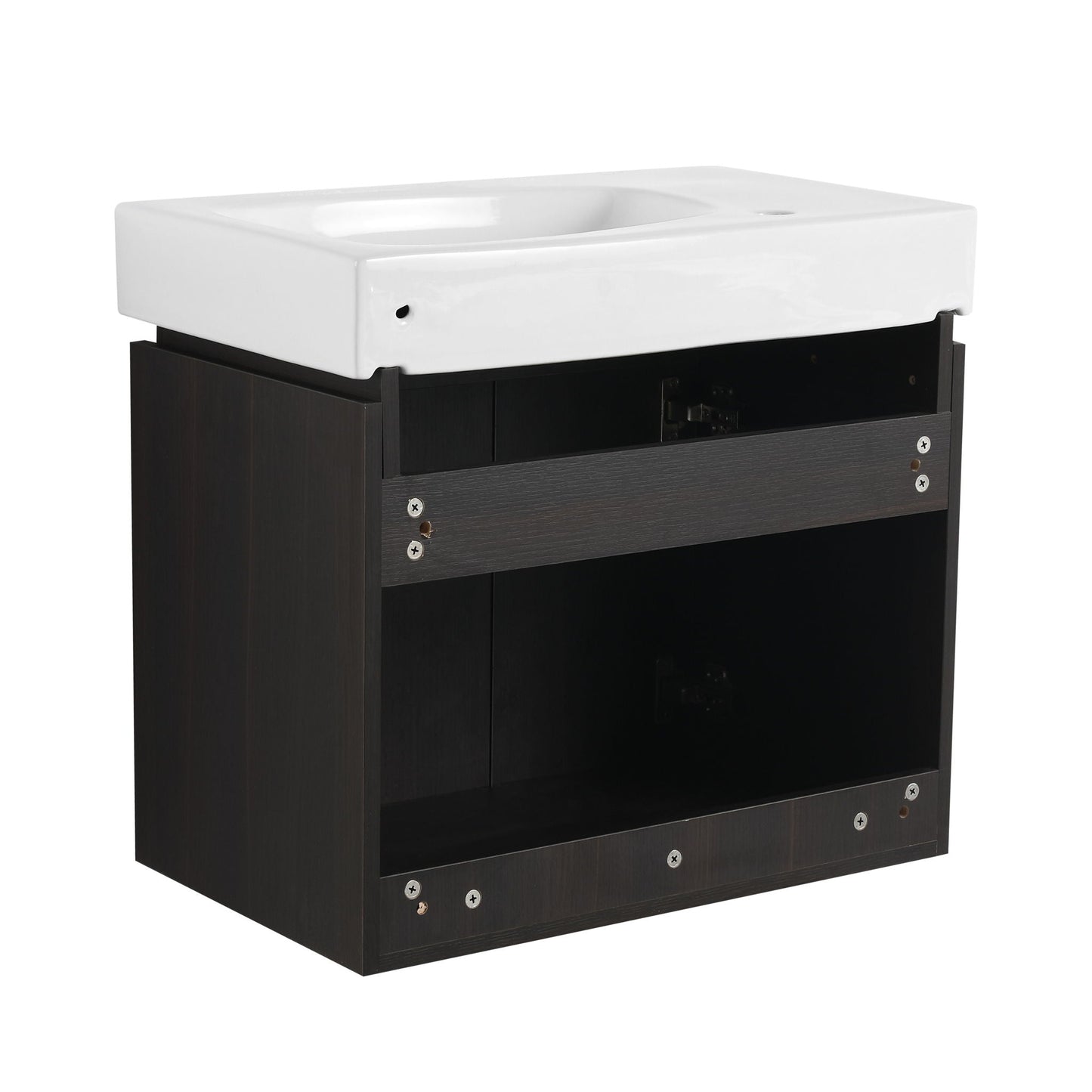 Modern Bathroom Vanity With Ceramic Basin, Wall Mounted Floating Sink Combo, Storage Cabinet