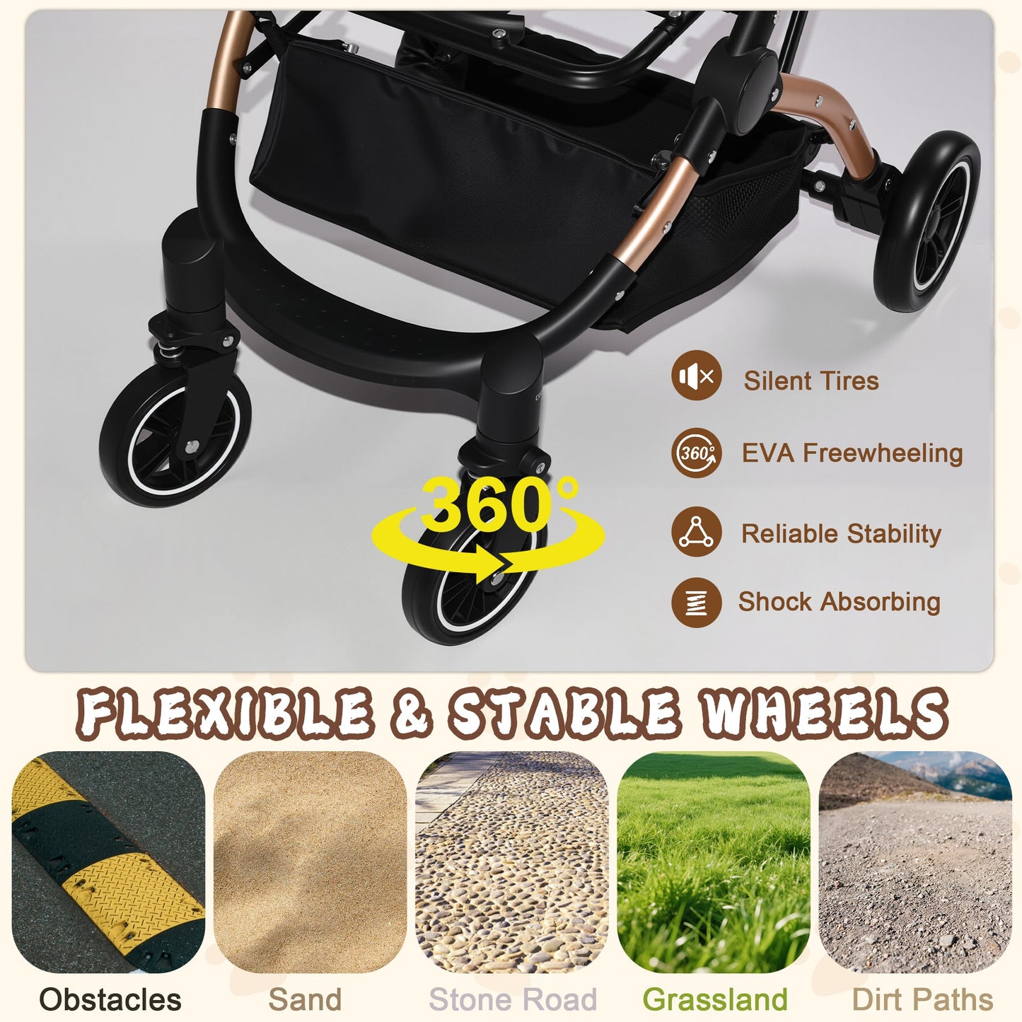 Pet Stroller for Dogs and Cats, 2-in-1 Detachable Foldable Design