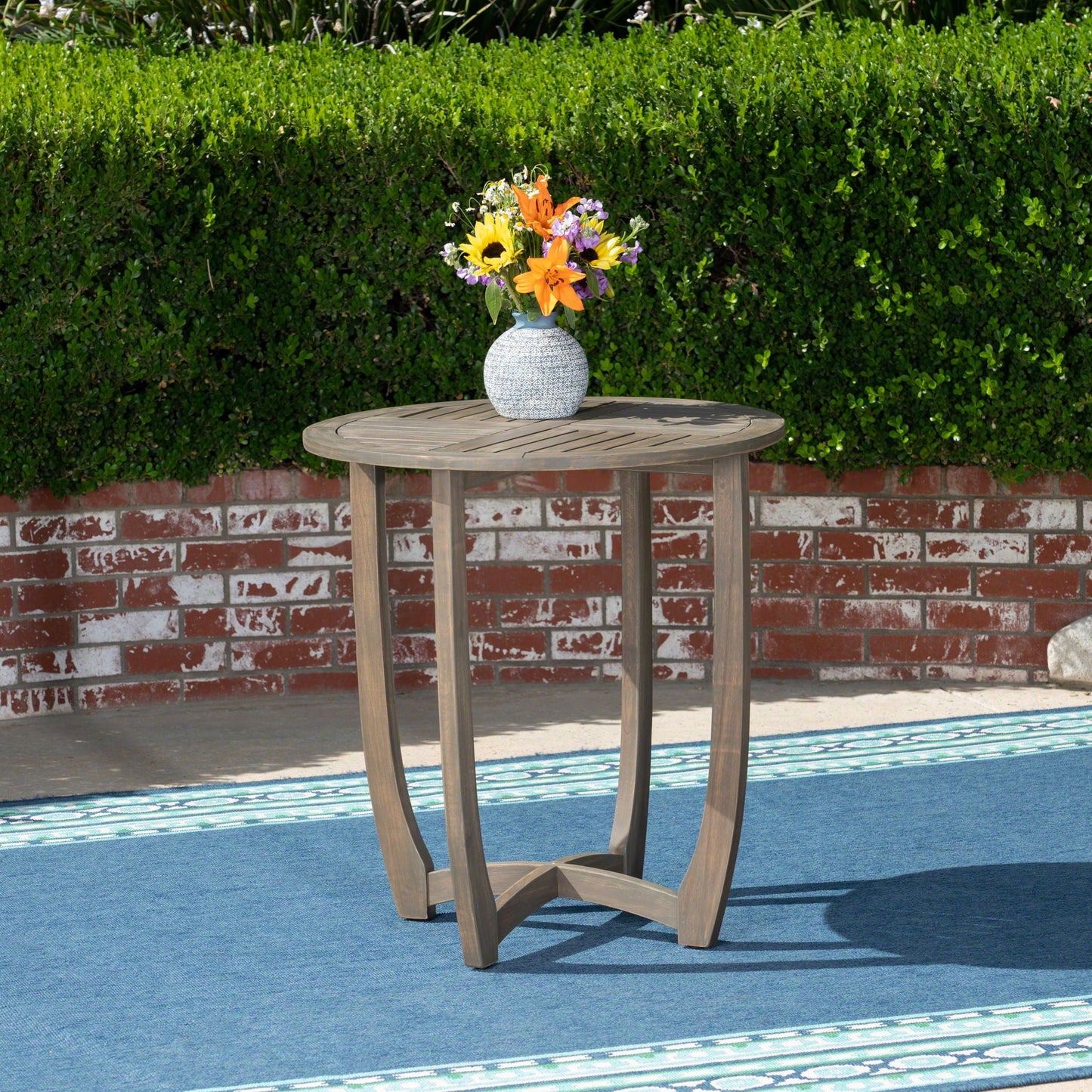 Hermosa Rustic Circular Bistro Table - Gray