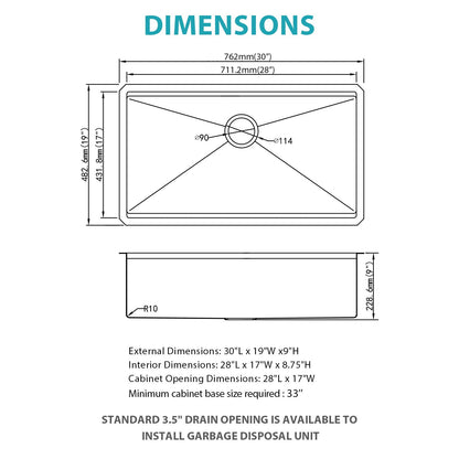 Undermount Workstation Kitchen Sink Stainless Steel Single Bowl