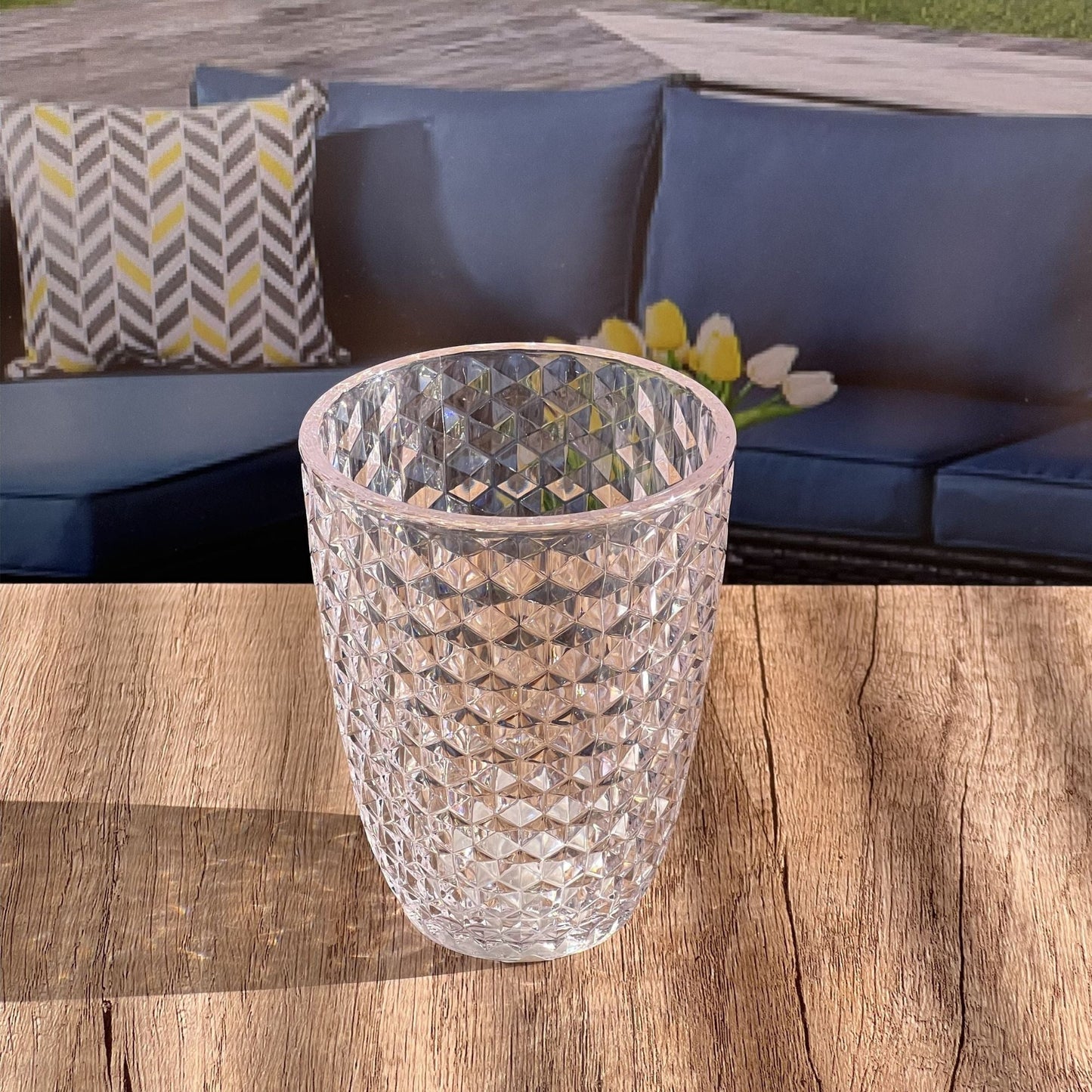 Leading Ware Diamond Cut Acrylic Glasses Drinking (Set of 4)
