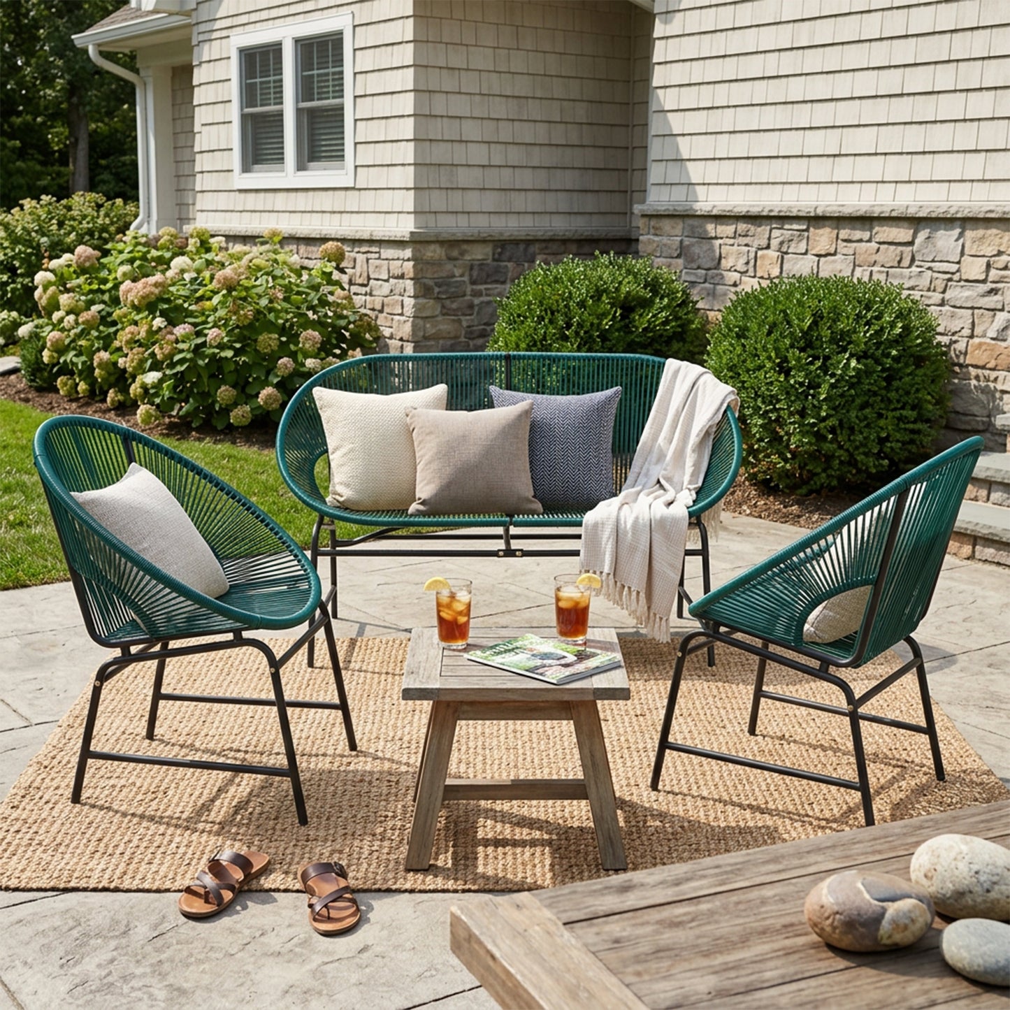 Nusa Outdoor Patio Wicker 3-Piece Chat Set