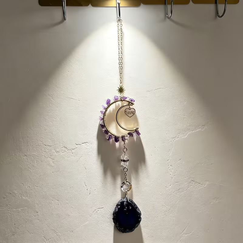 Purple Amethyst Moon Suncatcher
