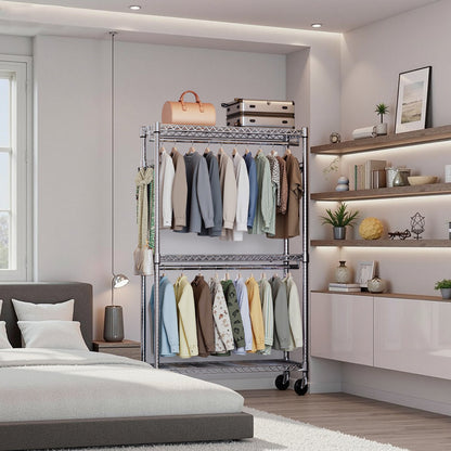 Heavy Duty Rolling Garment Rack with 3 Tiers