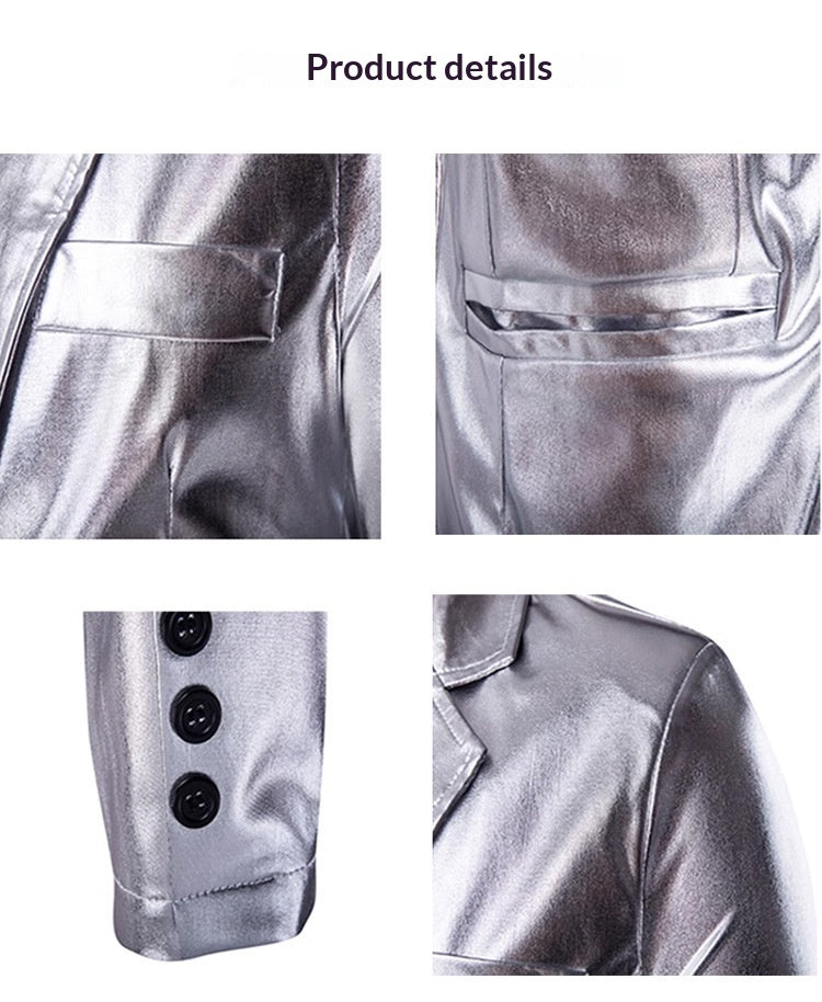 Gold-stamped High-gloss Suit Mens Jacket