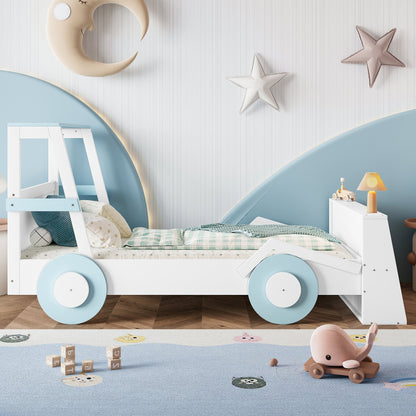 Twin Size Car Bed with Storage Shelves