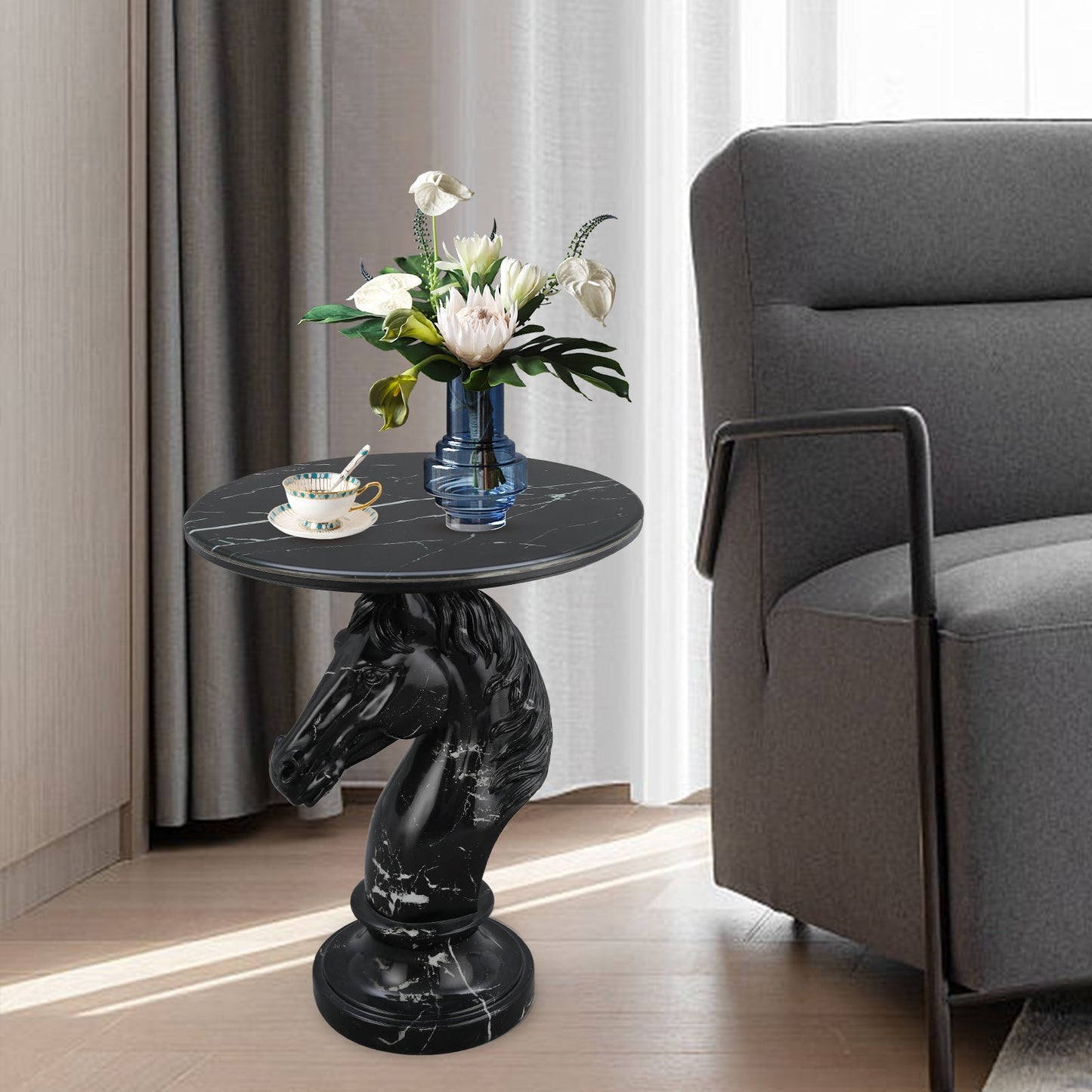 Horse Head Accent Table Animal Statue End Table