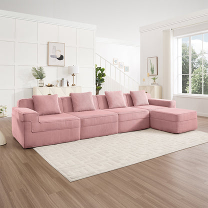 Modular 4 Seat L Shape Sectional Boneless Sofa
