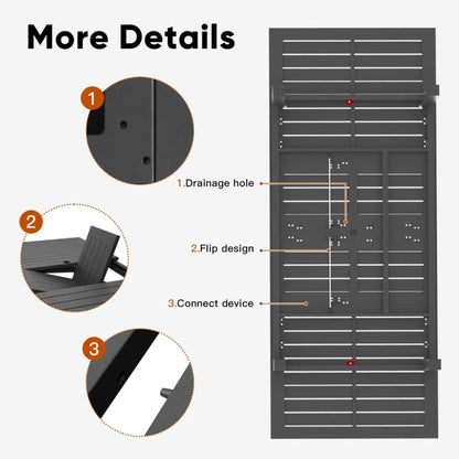Extendable Outdoor Dining Table, All Weather, Slatted Top, Rust Proof - Gray