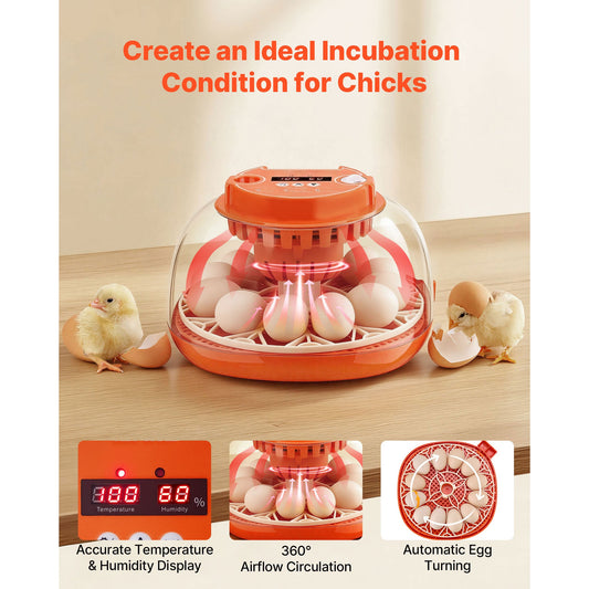12 Egg Incubator with Automatic Egg Turner and LED Candler