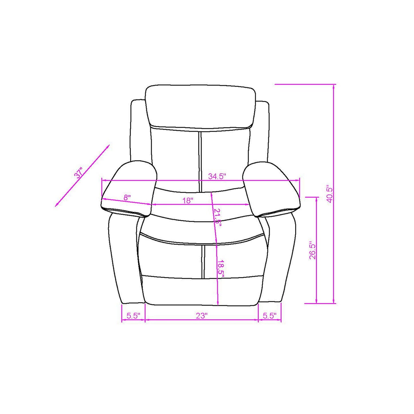 Blanche - Reclining Set With LED Lights, Speaker