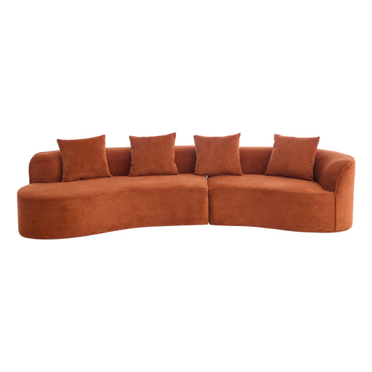 126" Curved Sectional Sofa (Dark Orange-D28 Full Foam)