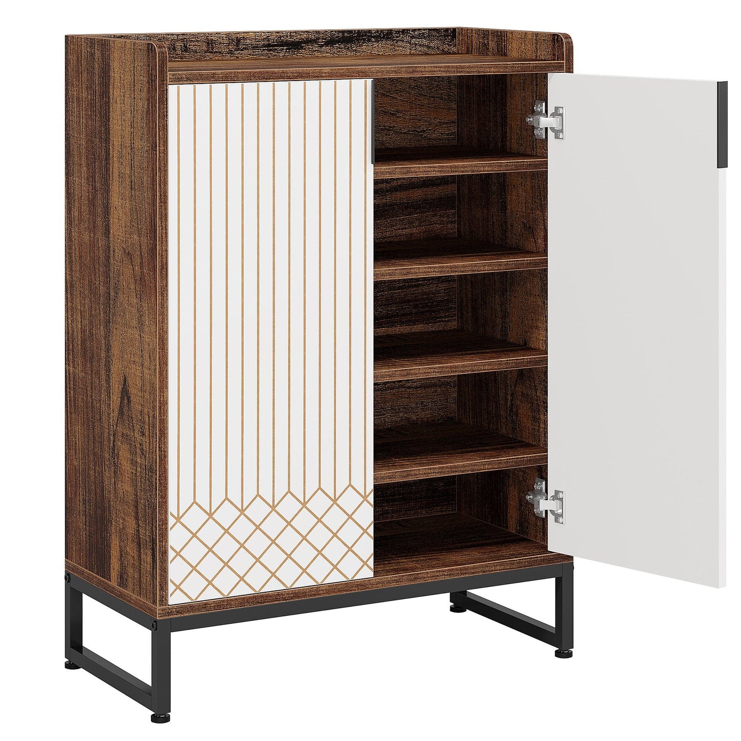 5 Tier Shoe Cabinet With Doors, Compact Entryway Storage Organizer