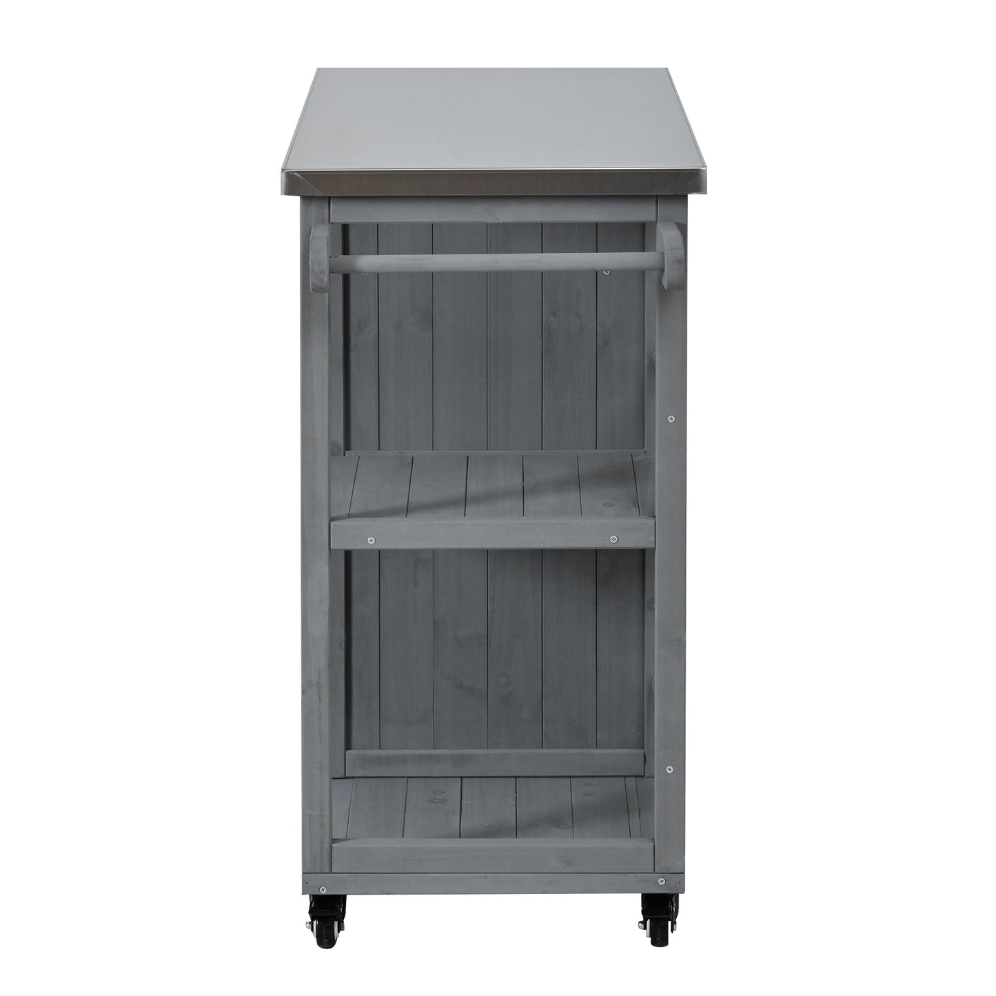 Outdoor Kitchen Island Fir Wood Prep Station with Stainless Steel Top