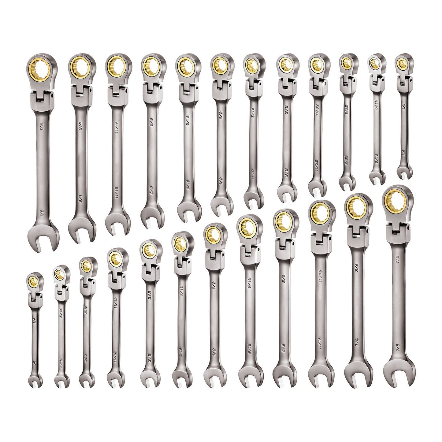 Flex-Head Ratcheting Wrench Set, 24-Piece SAE and Metric