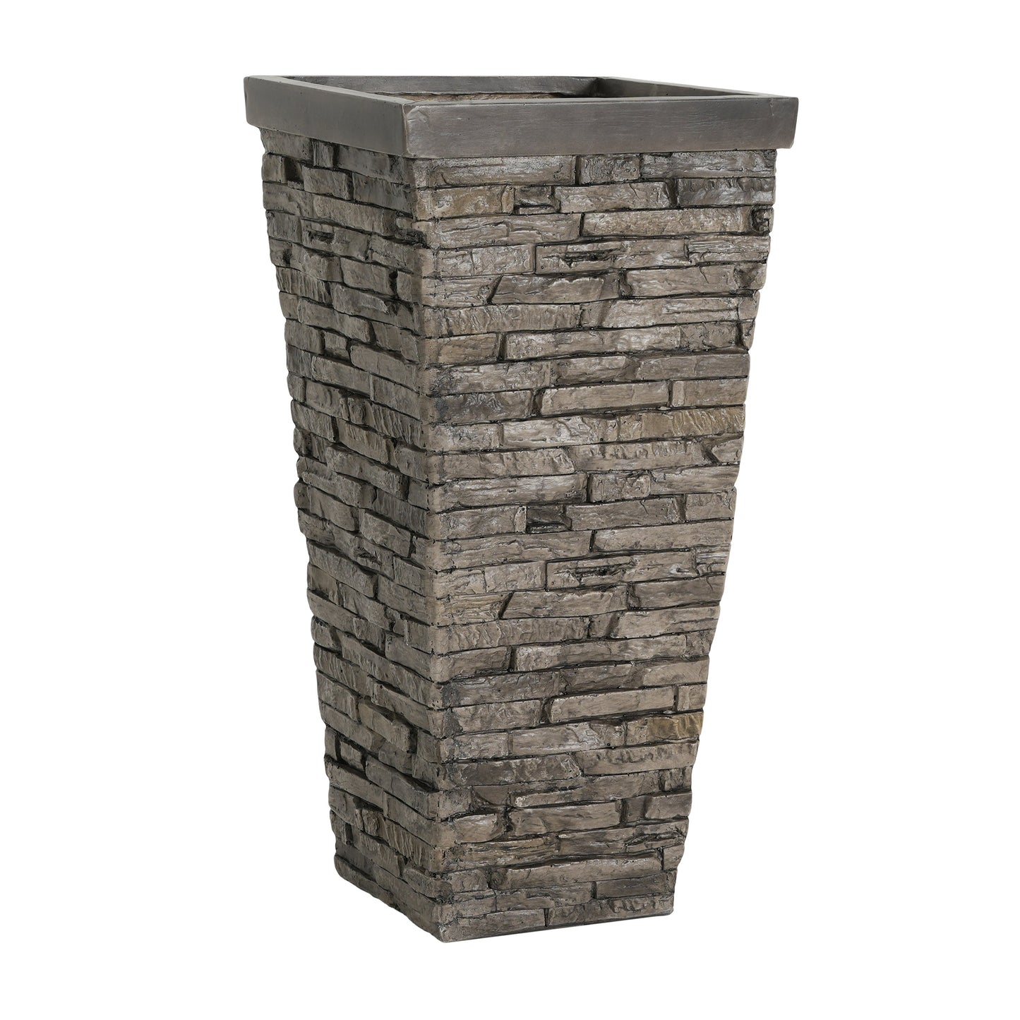 Tall Stone-Effect Square Planter