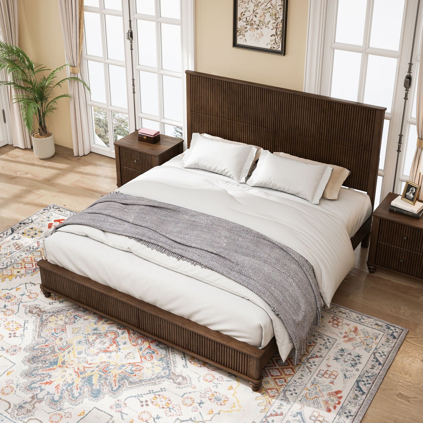 Platform Bed Frame & Tall Headboard