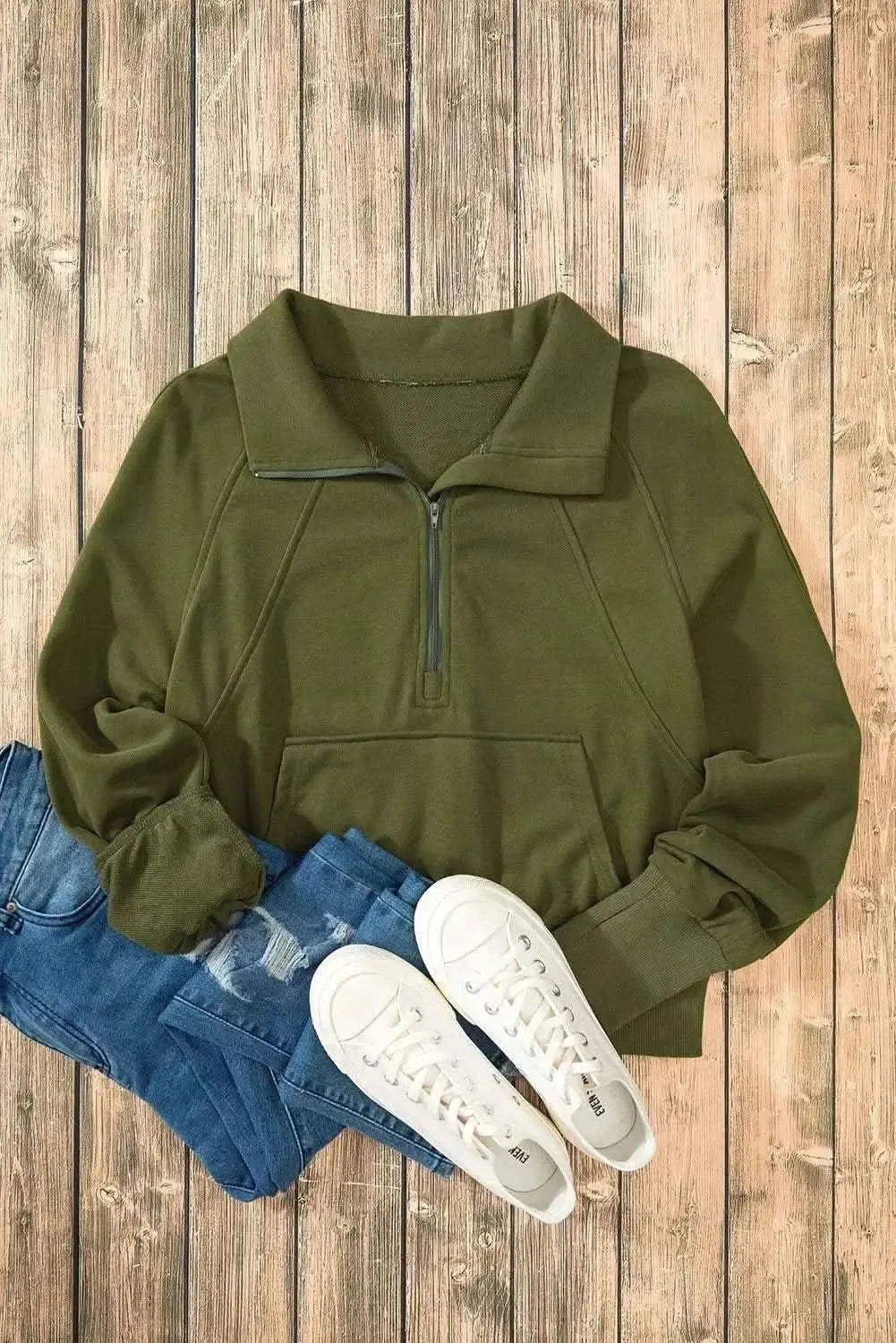 Trendsi Women's Half Zip Sweatshirt With Pockets — Fleece Pullover