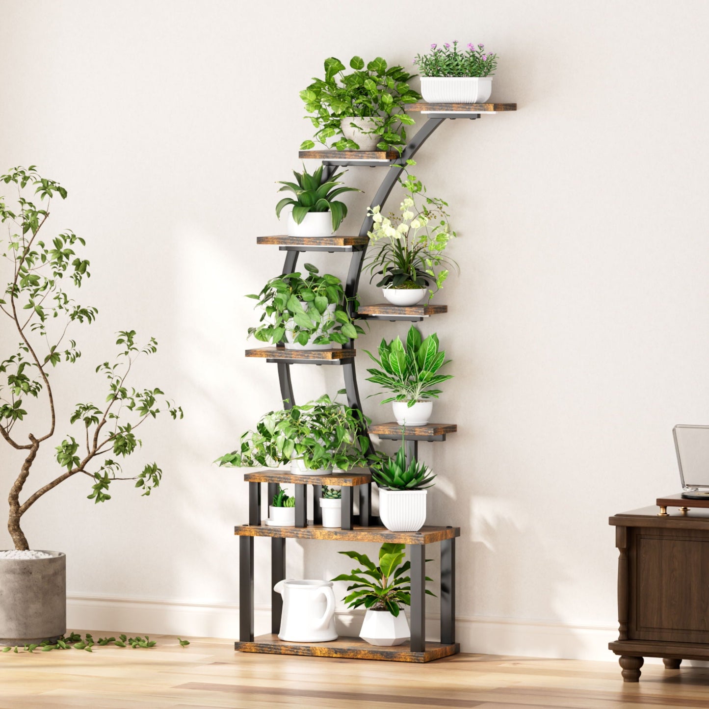 9 Tiered Indoor Plant Stand With 5 Adjustable Grow Lights