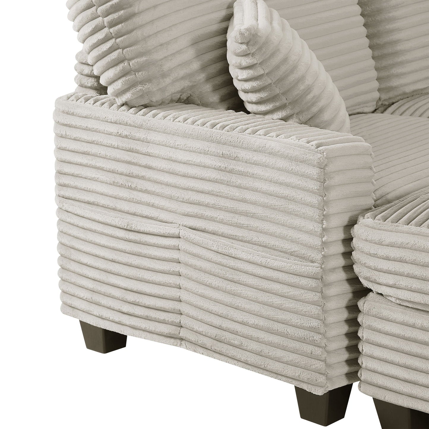 Upholstered U-Shaped Sectional Sofa With Movable Ottoman And Side Storage Pockets