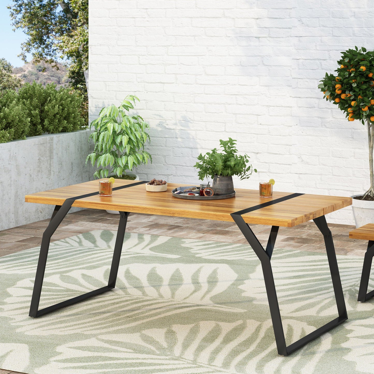 Zora Dining Table Industrial & Iron Table - Black