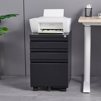 Contemporary 3 Drawer Mobile Filing Cabinet With Lock, Metal Office Storage For Legal / Letter Size