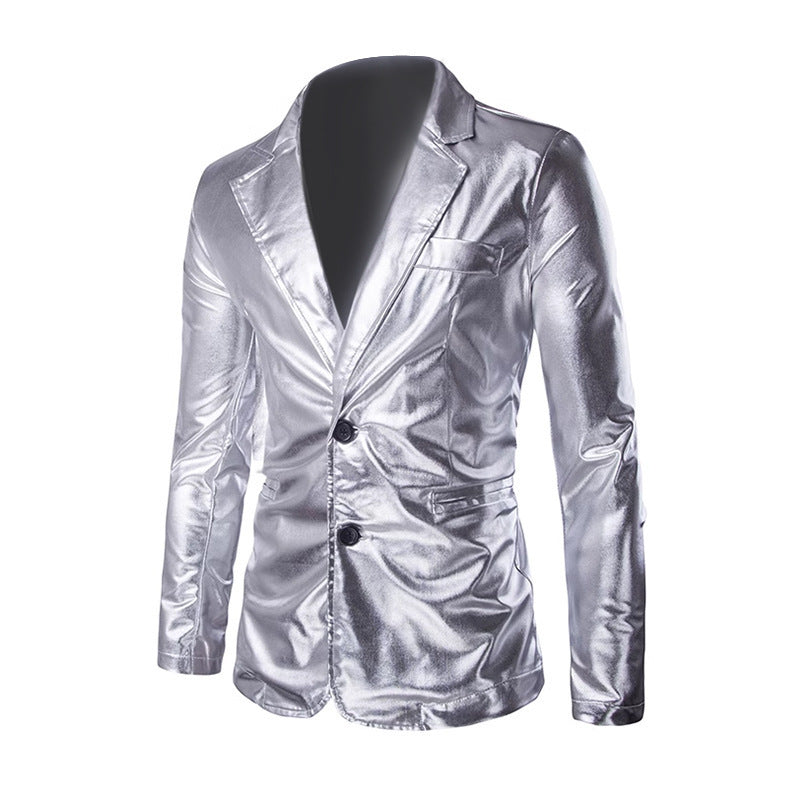 Gold-stamped High-gloss Suit Mens Jacket