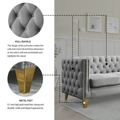 Modern Sofa With Button Tufting, Upholstered Couch For Living Room