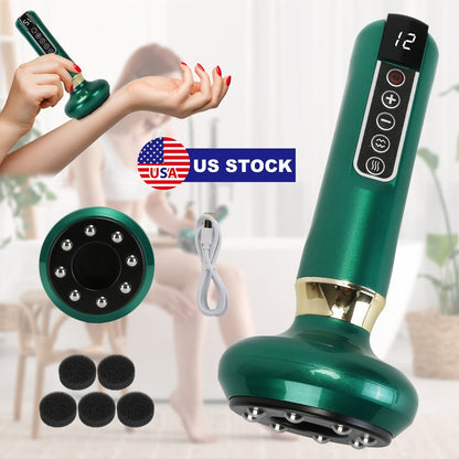 Anti Cellulite Massager Handheld Vacuum SuctionÊCupping Kit Beauty Tool with 12 Suction Mode 12 Heating 20Mins Auto-Off One-Key Pressure Release for A