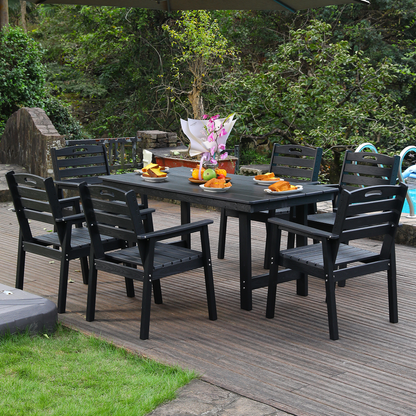 HDPE Outdoor Patio Dining Set with 6 Chairs