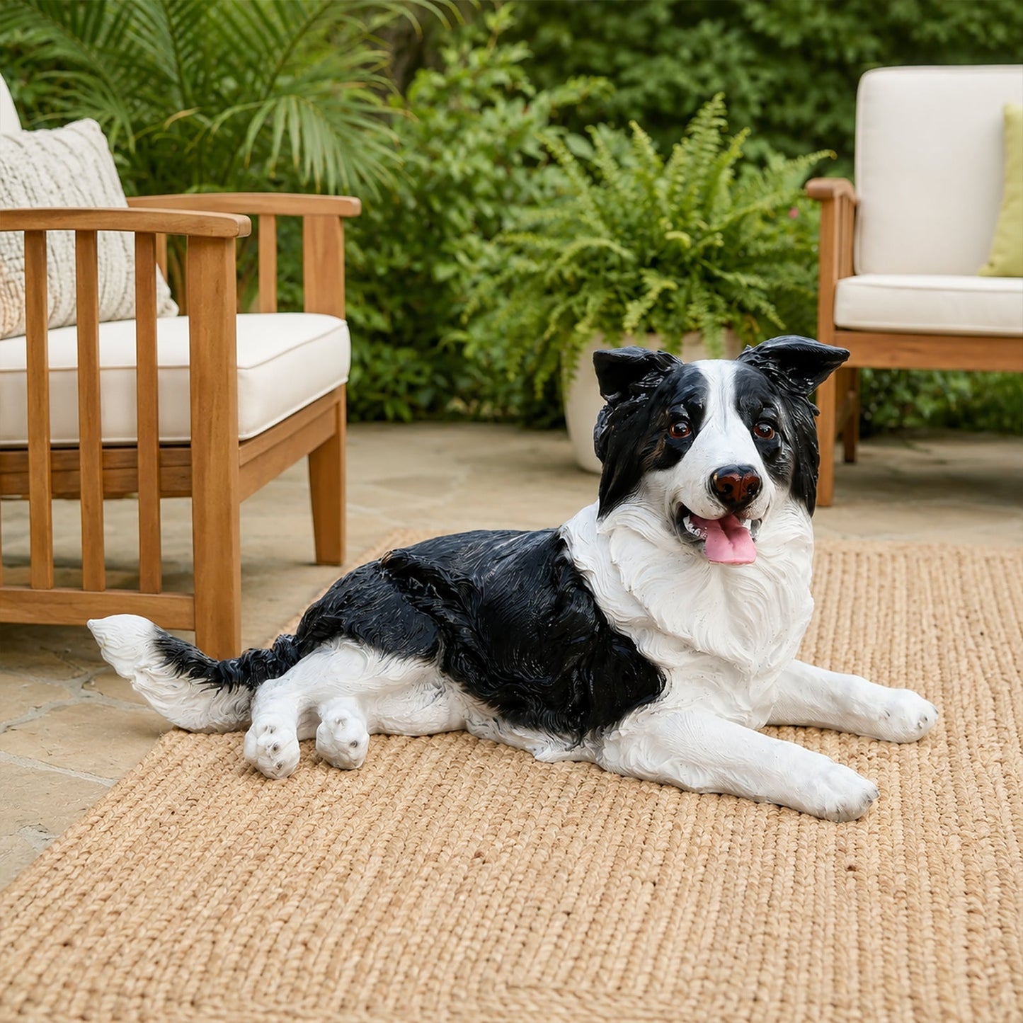 Outdoor Garden Border Collie Dog Statue Greeter