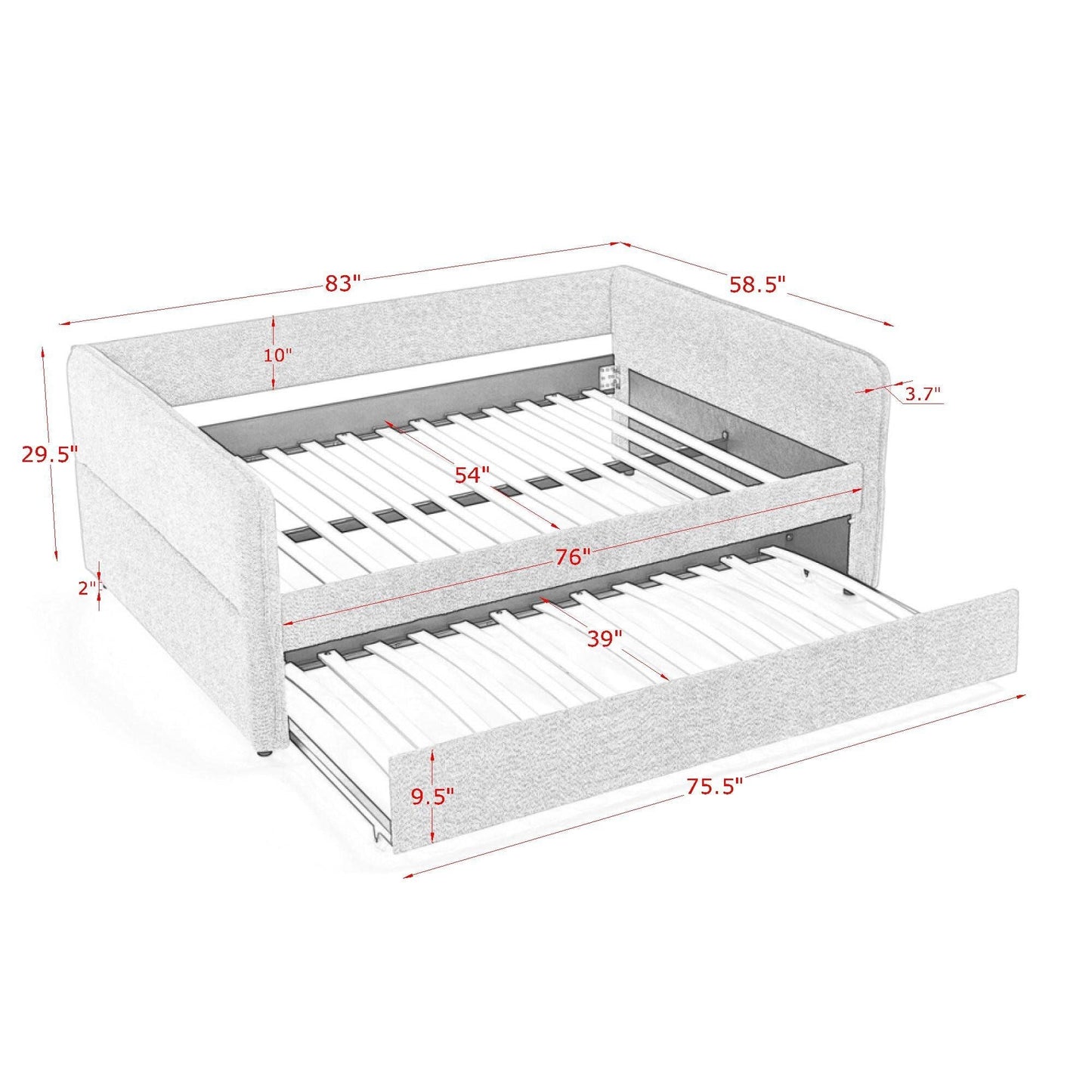 Upholstered Daybed With Pop Up Trundle