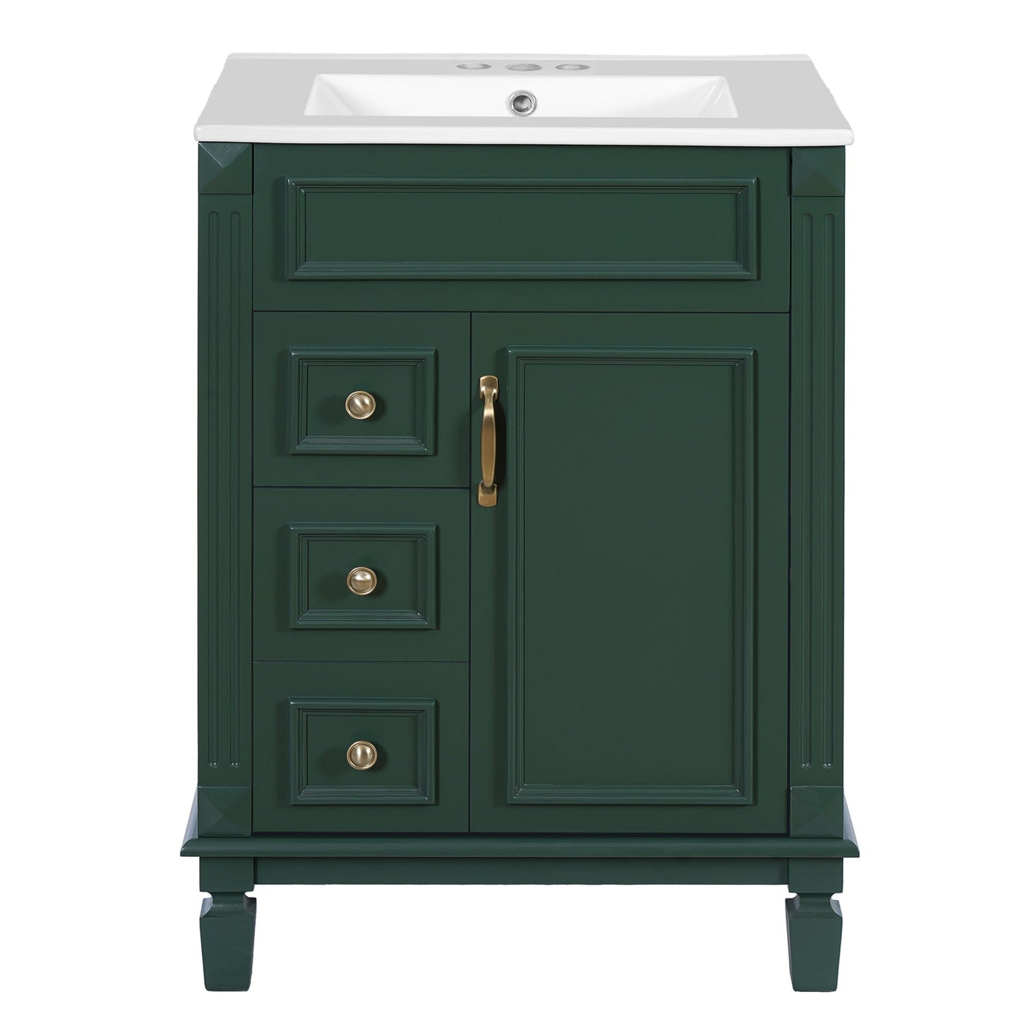 Bathroom Vanity With Sink, Compact Cabinet & 2 Drawers And Adjustable Shelf