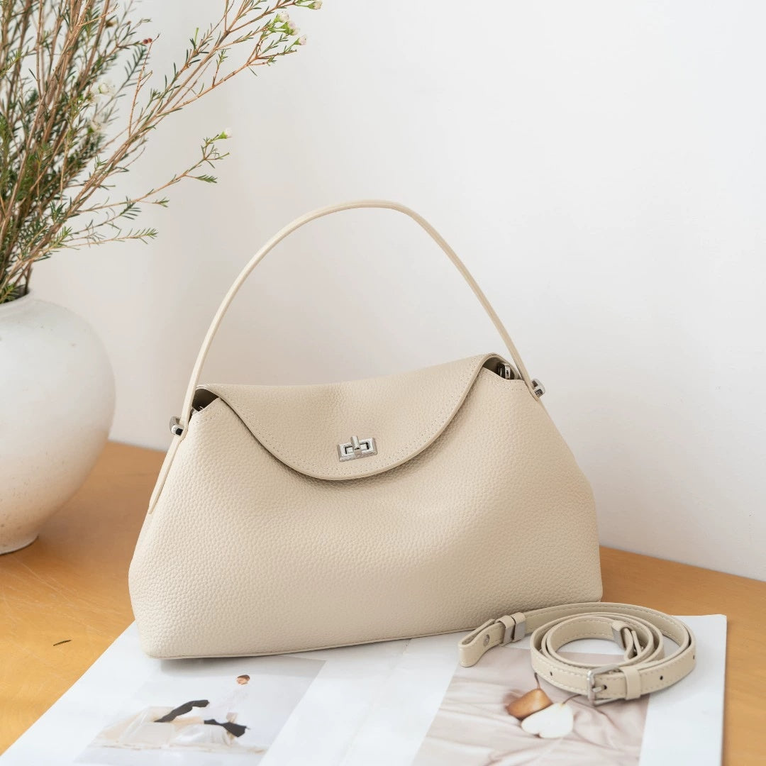 Genuine Leather Commuter Versatile Single-shoulder Women's Crossbody Bag, Simple, Large Capacity, Premium First-layer Cowhide Handbag