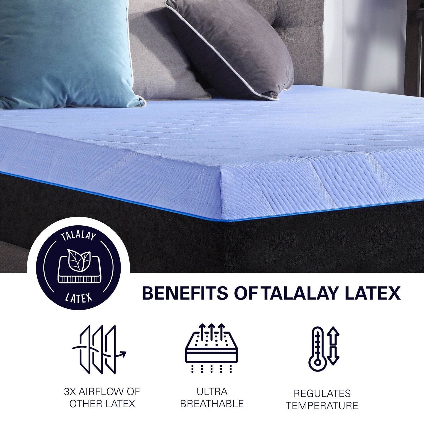 Refresh - 12" Flex Head Latex Foam Hybrid Mattress And Adjustable Base Bundle - Blue - King