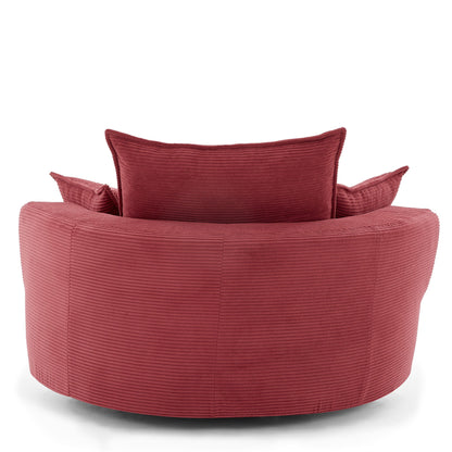360° Swivel Accent Barrel Chair With Dual Layer Cushion And 3 Removable Pillows