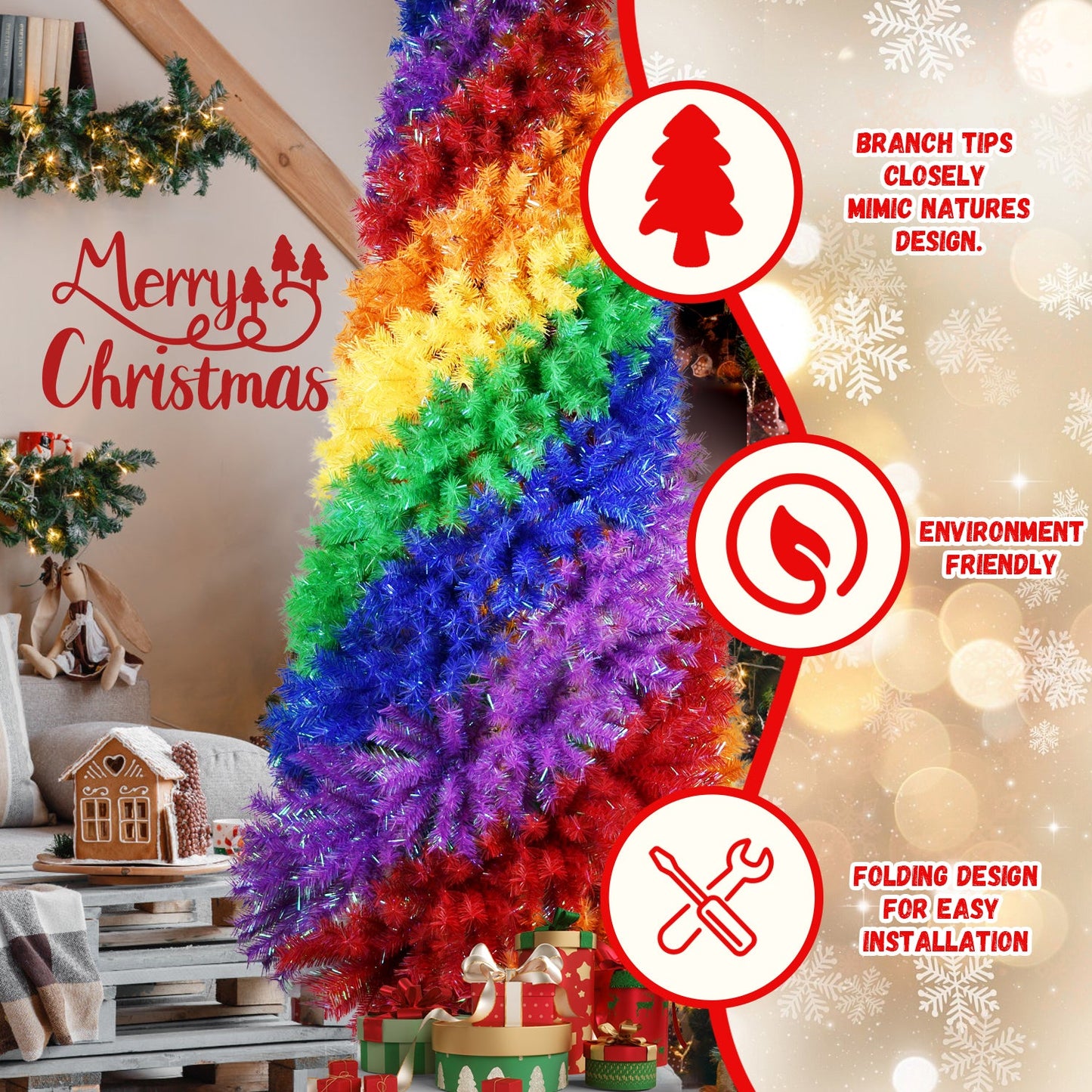 7.5ft Rainbow Spiral Christmas Tree