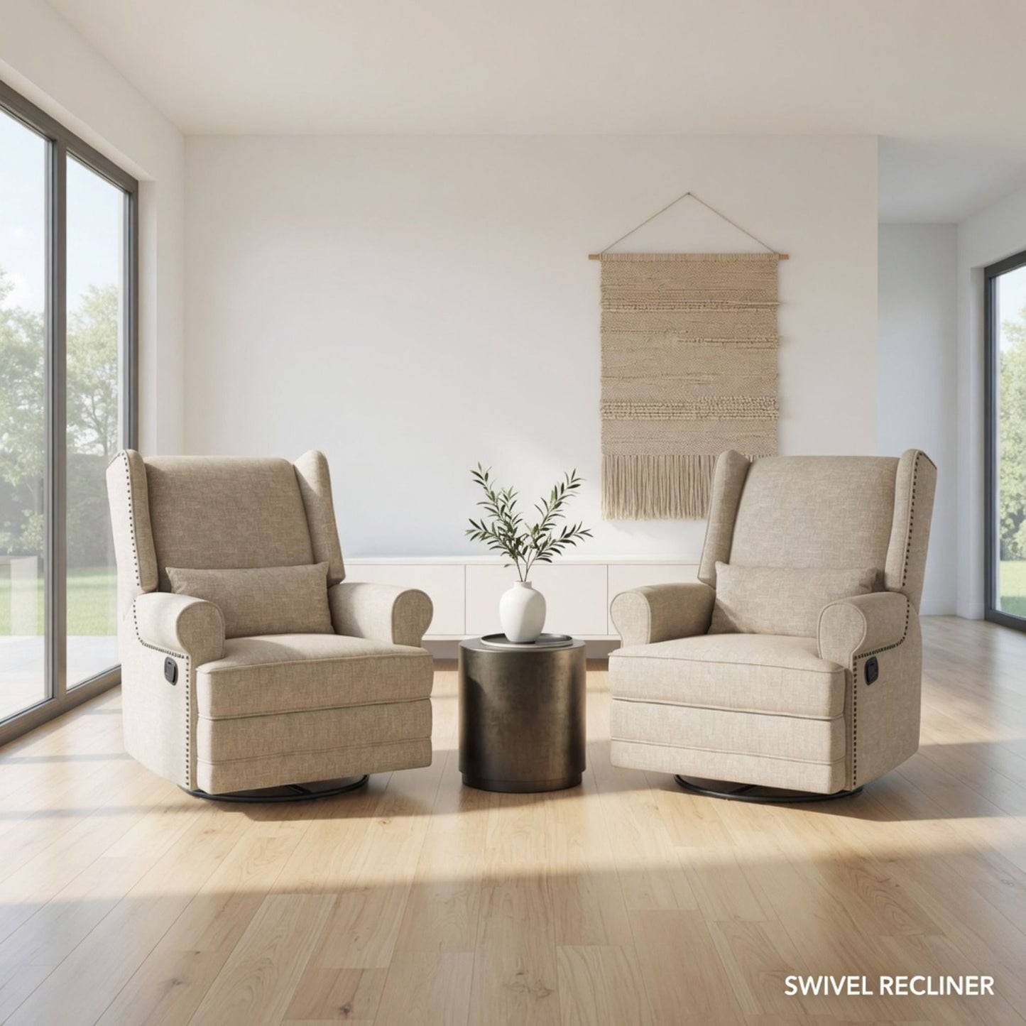 Extra Wide Swivel Recliner Glider Chair With Footrest