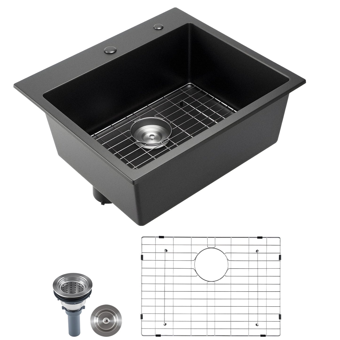 25 Inch Granite Kitchen Sink Top Mount Single Bowl Drop-In Basin for RV Bar